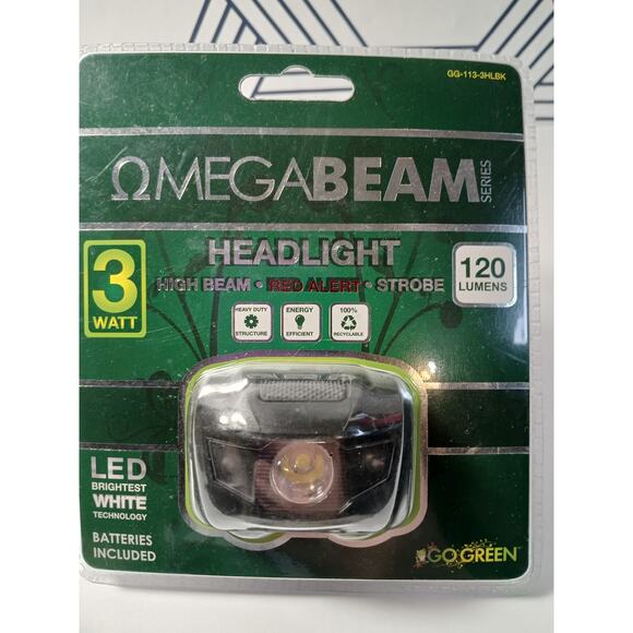 Go Green Mega Beam Headlight 3 Watt 2 included in sale - Picture 1 of 3